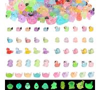 GSrenyu 100 Pcs Mini Resin Animals, 10 Styles Luminous Tiny Resin Animals, Miniature Little Small Plastic Animal Figures Glow in the Dark for Aquarium Landscape Fairy Garden Dollhouse Decor