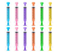 GSrenyu 12 Pack 10ml Colourful Plastic Syringe with Cap,Reusable No Needle Syringe for Scientific Labs Measuring Dispensing Animal Feeding Plant Watering
