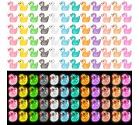 GSrenyu 120 Pcs Mini Ducks, Tiny Ducks Glow in The Dark Mini Resin Animals for Garden Aquarium Dollhouse Landscape Ornament Potted Party Decor Tiny Homes (12 Colors)