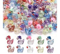 GSrenyu 120 Pcs Mini Resin Ducks, Glow in The Dark Tiny Ducks Figures Set for DIY Micro Fairy Landscape Garden Aquarium Dollhouse Cake Decor