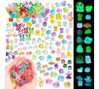 GSrenyu 150 pieces Luminous Miniature Tiny Little Resin Animals, 36 Styles