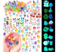 GSrenyu 150pcs Mini Resin Animals Luminous, 24 Styles Glow Tiny Resin Animal Little Small Plastic Animals Figures for Micro Landscape Fairy Garden Aquarium Dollhouse Decor