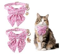 GSrenyu 2 Pack Cat Collar with Bell Cute Pink Cat Bow Tie Soft kitten Collars for Your Little Princess