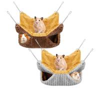 GSrenyu 2 Pack Double-Layer Pet Cage Hammock, Small Animals Hanging Hammock, Soft Fluffy Rat Hammock Toys, Warm Hanging Beds for Guinea Pig Parrot ferret Squirrel Hamster Rat Playing Sleeping Beds
