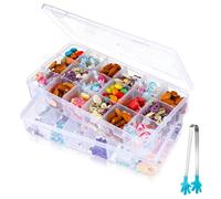 GSrenyu 2 Pcs Snack Box with Compartments for Kids, Plastic Snackle Organizer Container with 18 Removable Grids Compartments for Snack, Beads, Screws, Nuts, Jewelry, Cosmetics Craft