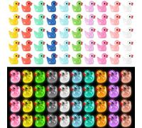 GSrenyu 200 Pcs Mini Ducks, Glow in The Dark Tiny Ducks Mini Resin Animals Miniature Figures for Garden Aquarium Dollhouse Landscape Party Decoration (2 Styles)
