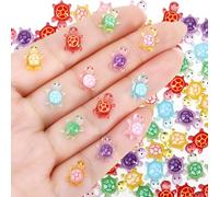 GSrenyu 200 Pcs Mini Turtles Luminous Mini Resin Animals Turtles with Storage Box for DIY Crafts, Garden Landscape, Aquarium & Potted Plants Decor