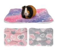 GSrenyu 3 Packs Small Animal Bed Mat Guinea Pig Bed, 32x25 CM Washable Warm Fluffy Hamster Beds Guinea Pig Beds Mat Puppy Blanket for Rabbit Hamster Bunny Sleeping(3 Colors)