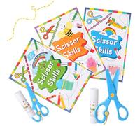 GSrenyu 3 Pcs Scissor Skills Activity Book,3 Child-Safe Scissors,144 Activity Booklets in Total,Fine Motor Skills Craft Kit,Kids Ages 3, 4, 5, 6, 7