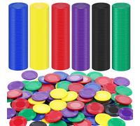 GSrenyu 300 Pcs Poker Chips,6 Colors Plastic Tokens,Counting Chips for Children,Blank Chips Card for Kids Reward,Stackable Game Chips for Bingo Games Learning Mathematical Calculations