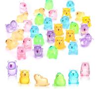 GSrenyu 30PCS Mini Resin Animals, Miniature Figures Capybara Glow in the Dark Little Resin Capybara, Plastic Colorful Mini Capybara Ornament Accessories for DIY Aquarium Decoration, Pot Decoration