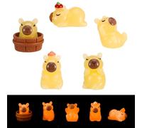 GSrenyu 30PCS Mini Resin Capybara Figurines, Miniature Luminous Capybara Glow in the Dark Little Resin Capybara, Yellow Tiny Capybara Ornament Accessories for DIY Aquarium Decoration Fairy Garden