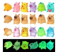 GSrenyu 36pcs Mini Resin Animals, Capybara Tiny Animal Resin Figurines, Miniature Glow in the Dark for DIY Desk Accessories Capybara Mini Toy Micro Landscape Decoration