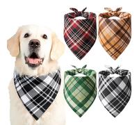 GSrenyu 4 Pcs Dog Bandana Triangle Dog Bandanas Plaid Adjustable Bib Washable Dogs Bandanas Apparel Handkerchief Accessories for for Dogs Cats Pets