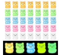GSrenyu 40 Pcs Mini Cat Figures, Mini Resin Animals Glow in The Dark Cat Miniature Figures Luminous Resin Animals for Garden Aquarium Dollhouse Tabletop Landscape Party Decoration