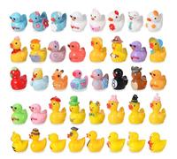GSrenyu 40 Pcs Mini Ducks 40 Styles Tiny Ducks Colorful Resin Animals Mini Figurines Tiny Resin Animals Miniature Figures for Garden Dollhouse Tabletop Landscape Potted Plant Party Decoration DIY