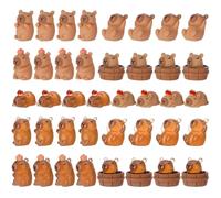 GSrenyu 40Pcs Mini Resin Capybara Luminous Miniatures Animals Figures