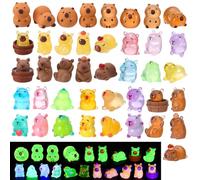 GSrenyu 41 Pcs Mini Resin Capybara Figurines, Glow in The Dark Tiny Animals Miniature Resin Animals for DIY Crafts, Desk Decor, Fairy Garden, Micro Landscape, Party Favors, Kids Toys