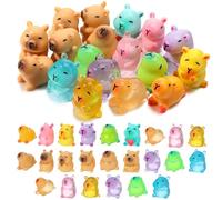 GSrenyu 42 Pcs Mini Capybara, Mini Resin Animals Glow in the Dark Miniature Figures Capybara Resin Figures for Garden Tabletop Aquarium Dollhouse Landscape Party Decoration (2 Styles)