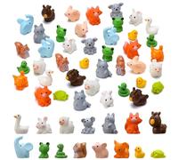 GSrenyu 45 Pcs Mini Resin Animals, 15 Styles: Rabbit, Sheep, Swan & More - Multicolored Mini Figures for DIY Craft, Dollhouse, Garden & More