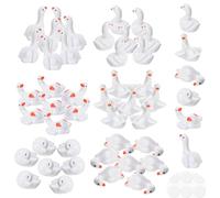 GSrenyu 48pcs Mini Goose Figurines,Tiny Resin Silly Goose Statue Set for Car Dashboard Decor Funny Animal Decorations for Auto Interior Office Desk Home Garden