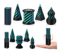 GSrenyu 5 Pcs 3D Printed Spiral Cone Fidget Toy, Colorful Impossible Pyramid Passthrough Sculpture, Fun Anxiety Stress Relief Toy for Kids and Adults Home Office Decoration and Gifts (Black and Blue)
