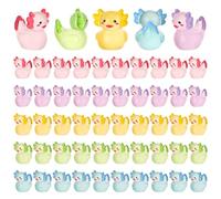 GSrenyu 50 PCS Cute Mini Axolotl Miniature Resin Animals,Luminous Tiny Salamandridae Cute Miniature Figurine for DIY Aquarium Decoration Dollhouse Fairy Garden(5 Colors)