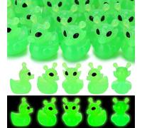 GSrenyu 50 Pcs Luminous Mini Resin Alien Miniature Glow in The Dark 6 Styles Tiny Honeydew Figures for Fairy House Garden Micro Landscaping Potted Home Party Decorations DIY(Green)