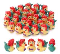 GSrenyu 50 Pcs Mermaid Resin Ducks,Mini Resin Ducks,Cute Mermaid Print Duck, Mini Figures for Garden Landscape Ornament DIY Craft Decorations