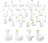 GSrenyu 50 Pcs Mini Goose Figurines Mini Desk Goose Decor Resin Animals Tiny Resin Geese Miniature Figurines Miniature Geese for Garden Aquarium Dollhouse Landscape Patio Lawn Potted Decor
