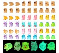 GSrenyu 54 Pack Capybara Resin Animals Stuff, Mini Luminous in the Night Garden Toys, Tiny Resin Animals for Desk Garden Decoration