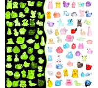 GSrenyu 55PCS Mini Resin Animals, 55 Styles Glow in The Dark Mini Animals Luminous Resin Animal Tiny Small Animal Miniature Figures for Garden Dollhouse Decor