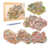 GSrenyu 6 Sets DIY 3D House Stickers,Fun Stickers Scene,Cute 3D Cartoon Scene Sticker Set for Relief Stress,Pass The Time (Friends Party)