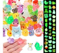 GSrenyu 60 Pcs Mini Resin Animals, 60 Styles Luminous Resin Animals Glow in the Dark Mini Figures Colorful Miniature Figures for Garden Dollhouse Micro Landscape Fish Tank Potted Aquarium Decor DIY
