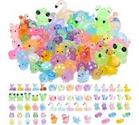 GSrenyu 64 Pcs Luminous Mini Resin Animals, 20 Styles Mini Animals Glow in the Dark, Colourful Miniature Figures for Garden Micro Landscape Dollhouse Aquarium Potted Decorations DIY Crafts