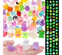 GSrenyu 70pcs Mini Luminous Resin Animals,70 Style Mixed Tiny Glow in the Dark Animals Miniature Animal Figurines for Garden Dollhouse Craft Decorations