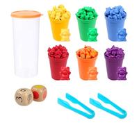GSrenyu 71pcs Age 3+ Rainbow Counting Bears Set with Sorting Cups, Dices and Tweezers Color Sorting & Matching Game for Preschool Learning Educational Math Manipulatives