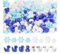 GSrenyu 80PCS Mini Ducks Snowflake Figurines, 6 Styles Miniature Resin Ducks, Tiny Duck Winter Ornament Accessories for Christmas Hidden Game, Parcel Stuffing, Fairy Garden Dollhouse