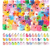 GSrenyu 96 Pcs Mini Ducks, 6 Styles Tiny Ducks Colorful Resin Animals Mini Figures Tiny Animals Miniature Figures for Garden Dollhouse Landscape Tabletop Party Cake Home Office Decor DIY