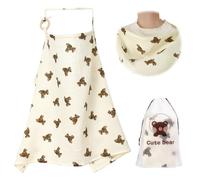 GSrenyu Breastfeeding Cover,Breathable Baby Nursing Cover Cotton Baby Breastfeeding Poncho with Adjustable Strap for Moms in Public(Bear)