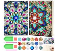 GSrenyu Craft Kits for Kids 6 7 8 9 10 Year Old Notebook Diamond Art Painting Kits Girls Birthday Presents Gifts Toys Arts and Crafts for Kids Age 5-12 Diary Cute Stationery Set (Mandalas A02)