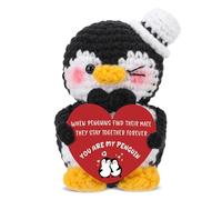 GSrenyu Emotional Support Handmade Positive Crochet Penguin With Sweet Card Cute Little Penguin Doll Valentine's Day Anniversary Birthday Gifts for Girlfriend Boyfriend