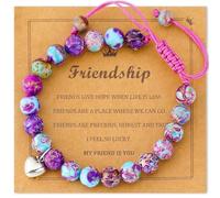 GSrenyu Friendship Bracelet - Best Friend Bracelets for Teenage Girls with Purple Natural Stone and Heart Charm