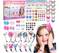 GSrenyu Headband Making Kit,89-Piece Hair Accessories Set with Butterfly and Flower Theme,Bracelet Making Kits for Girls,Craft Kits for Kids,Party Favors Supplies,Girls Age 5-12