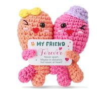 GSrenyu Positive Emotional Support Crochet Gifts for Friend,Hearts Hug | Cute Crochet Doll with Positive Card Funny Friendship Gifts for women Birthday Anniversary
