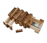 GSrenyu Puzzle Box Wooden Secret Puzzle Box, Brain Teasers Box Mystery Gift Box with 2 Large Secret Compartments for Money Gifts Vouchers Jewellery Birthday Gift