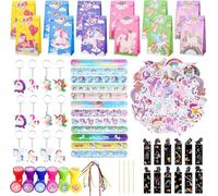 GSrenyu Unicorn Party Bags Fillers,110 Pieces Unicorn Party Bag Fillers for Girls,Party Favors Balloon Keychains Stamper Bookmark Age 3-12 Kids Classroom Rewards Birthday Halloween Christmas Party