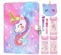 GSrenyu Unicorn Secret Diary for Girls, Unicorn Lockable Diary Plush Notebook Journal Fun Lockets Secret Diary Journal Kids Stationery Gifts