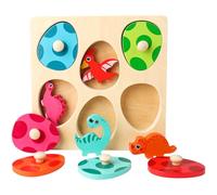 GSrenyu Wooden Dinosaur Puzzle Toys for 3+ Year Olds, Dinosaur Egg Sorting Game & Peg Puzzle, Preschool Educational Toys with Colour Sorting