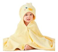 GSrenyu Yellow Duck Kids Hooded Towel with Snap Button | 80 x 120cm Large Poncho Bath Towel for Girls Soft Absorbent for Swimming Beach After Bath